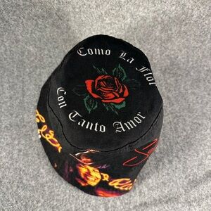 Black Hat with Red Rose and Text